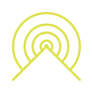 Yellow circular icon on a white background